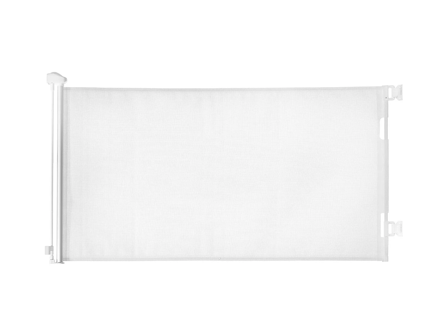 Sicherheitsbarriere SucceBuy Erweiterbar, Zaun aus Mesh 143 cm Breit und 79,5 cm Hoch, Barriere Retraktil für Haustiere, Ideal für Hunde und Katzen