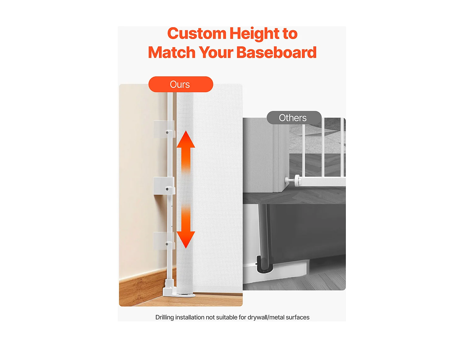 Barrière de Sécurité SucceBuy Extensible, Clôture en Maille 143 cm de Large et 79,5 cm de Haut, Barrière Rétractable pour Animaux de Compagnie