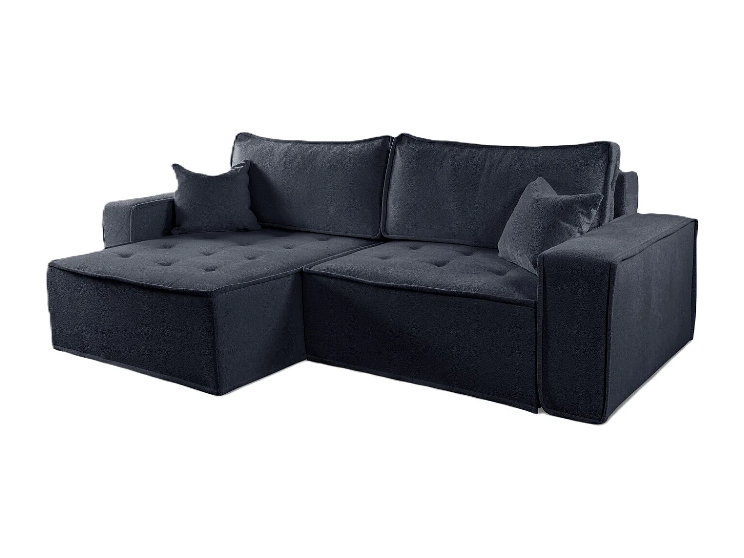 Bohoo L-vormige hoekbank met slaapbank, Raven stof, grafiet, links