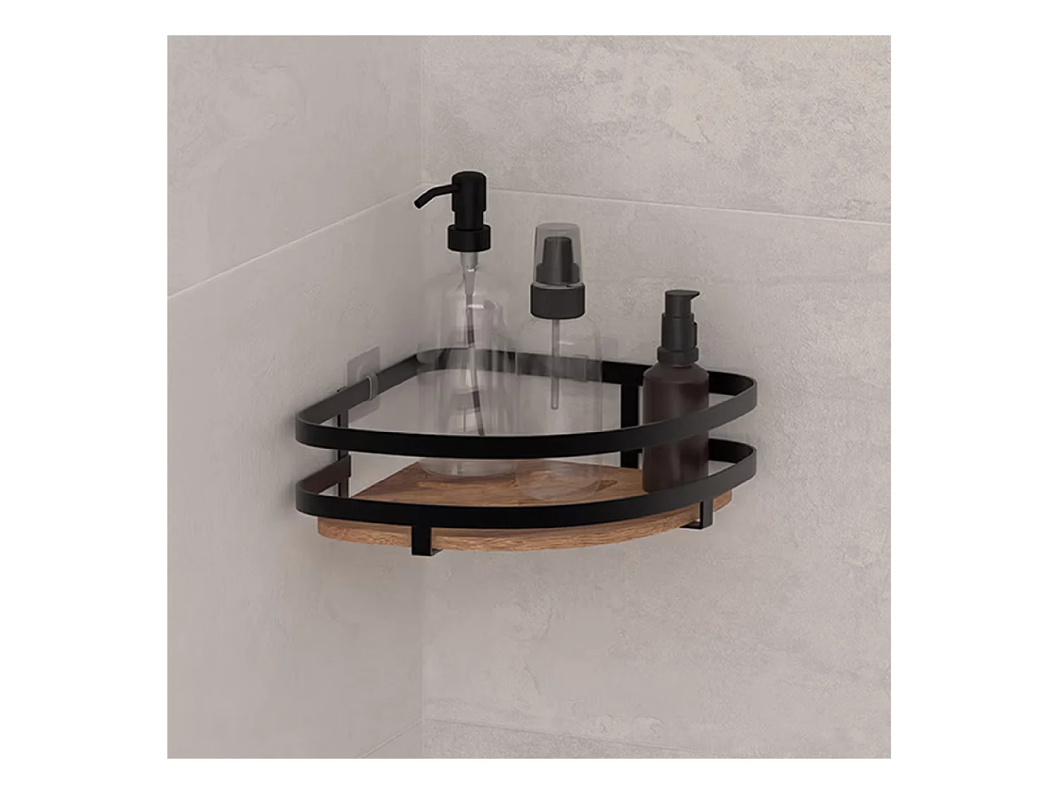 Étagère d'Angle de Douche en Bois "Blackacia" 25cm Noir