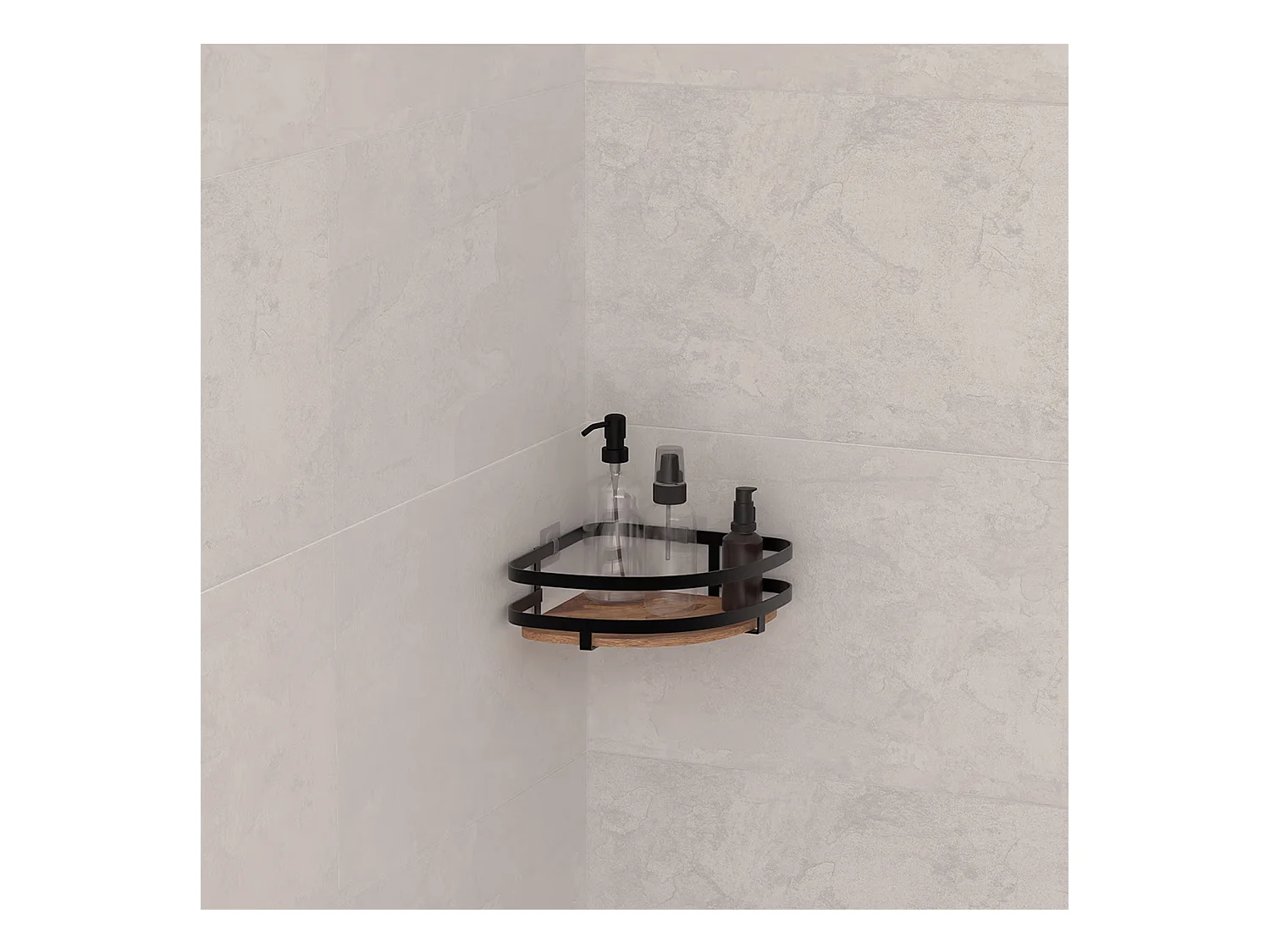 Étagère d'Angle de Douche en Bois "Blackacia" 25cm Noir