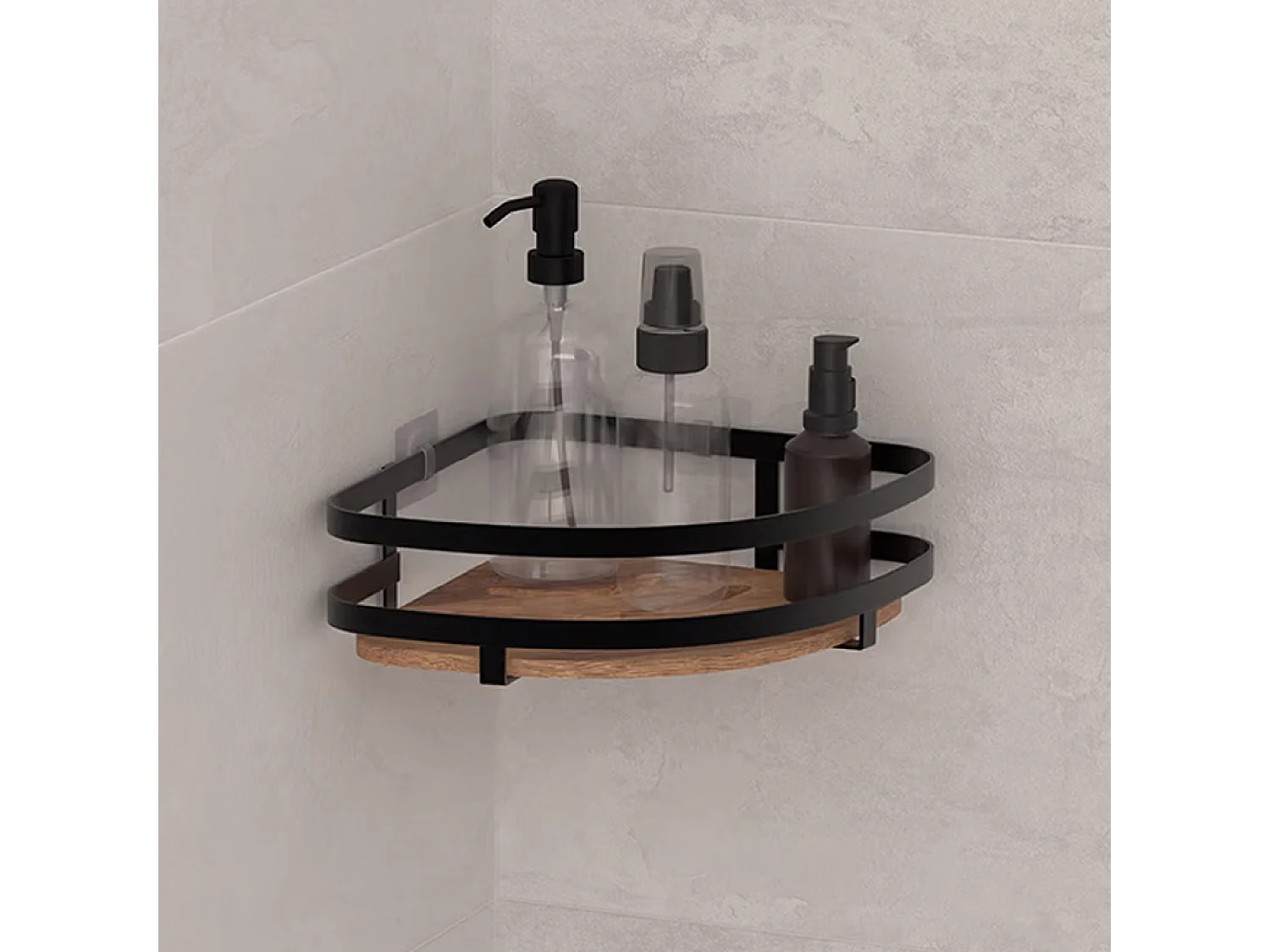 Étagère d'Angle de Douche en Bois "Blackacia" 25cm Noir