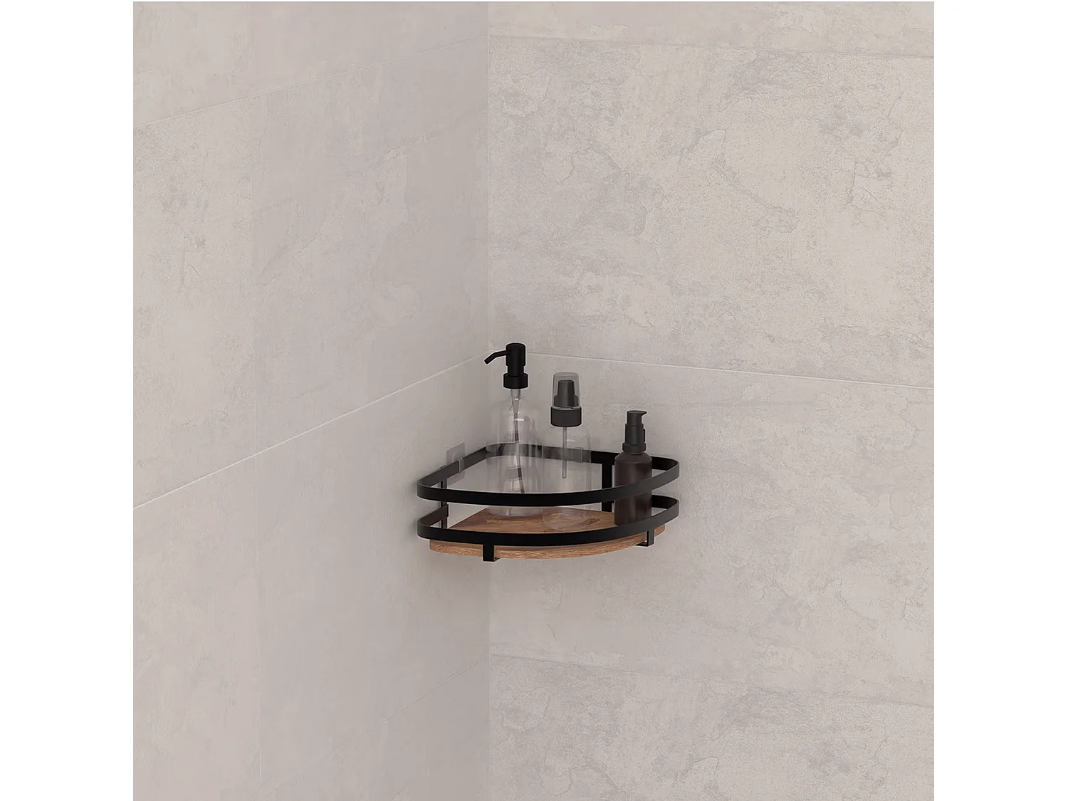 Étagère d'Angle de Douche en Bois "Blackacia" 25cm Noir