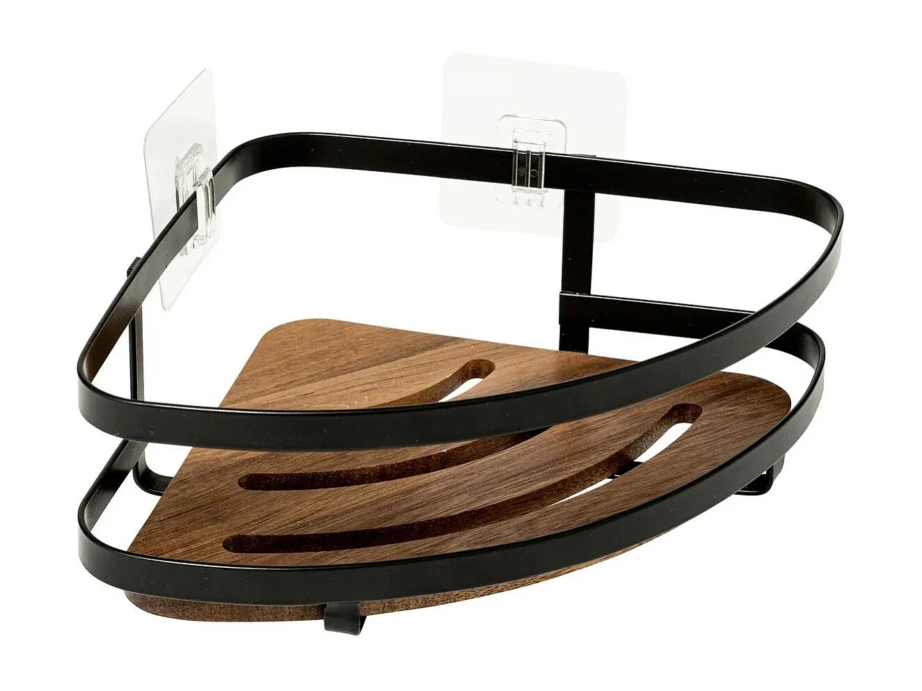 Estantería de ducha esquinera sin perforación de madera