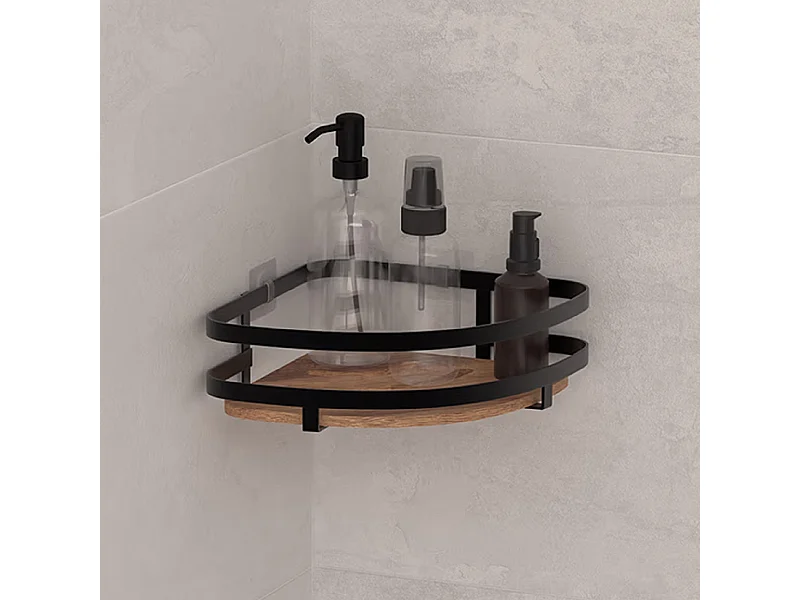 Étagère d'Angle de Douche en Bois "Blackacia" 25cm Noir