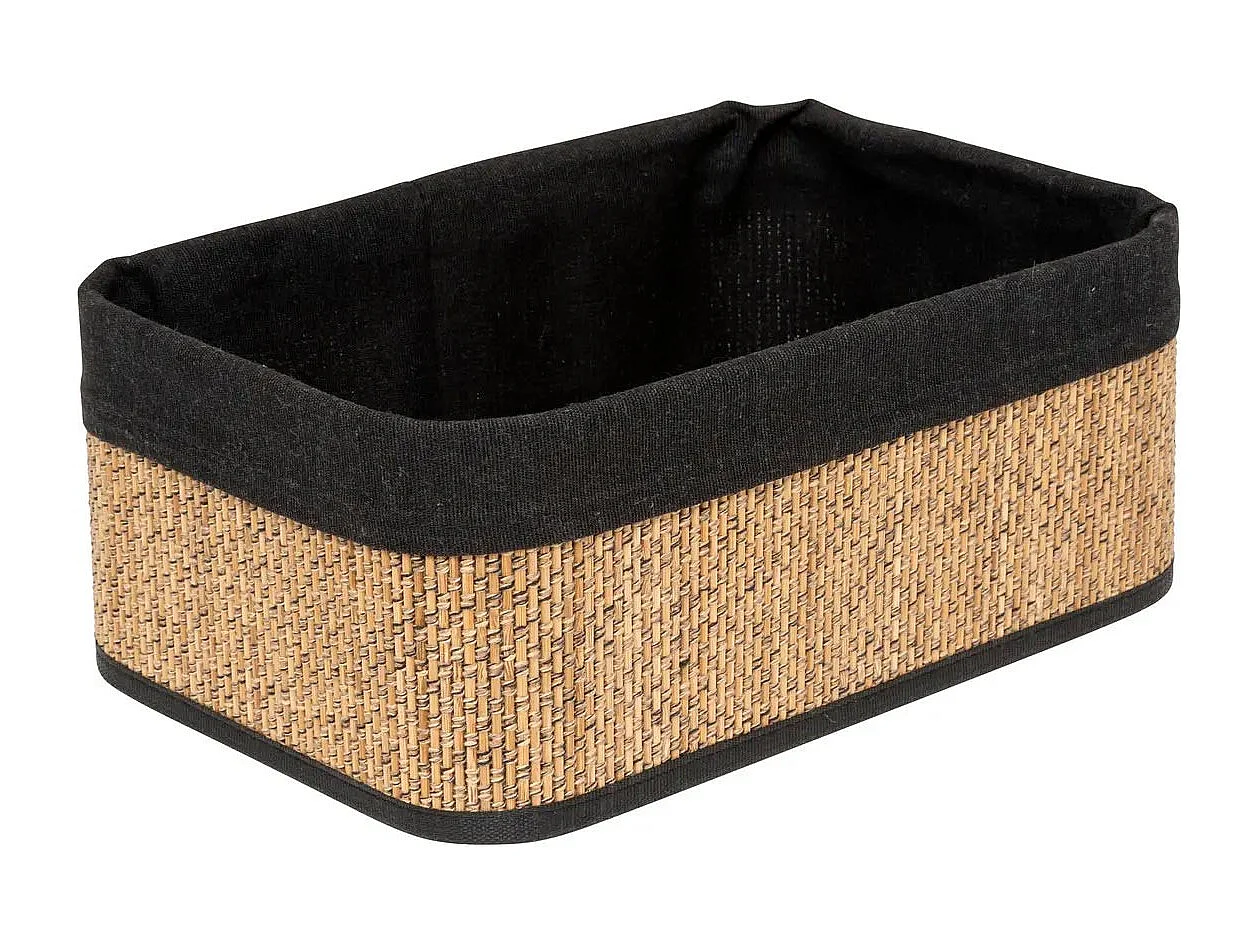 Juego de 3 cestas de bambú y tela negra