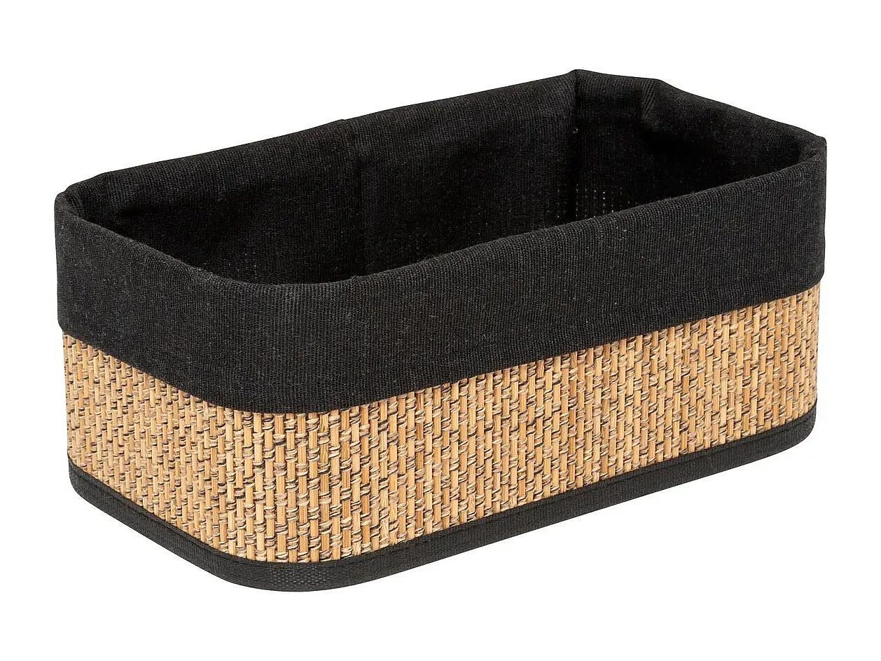 Juego de 3 cestas de bambú y tela negra
