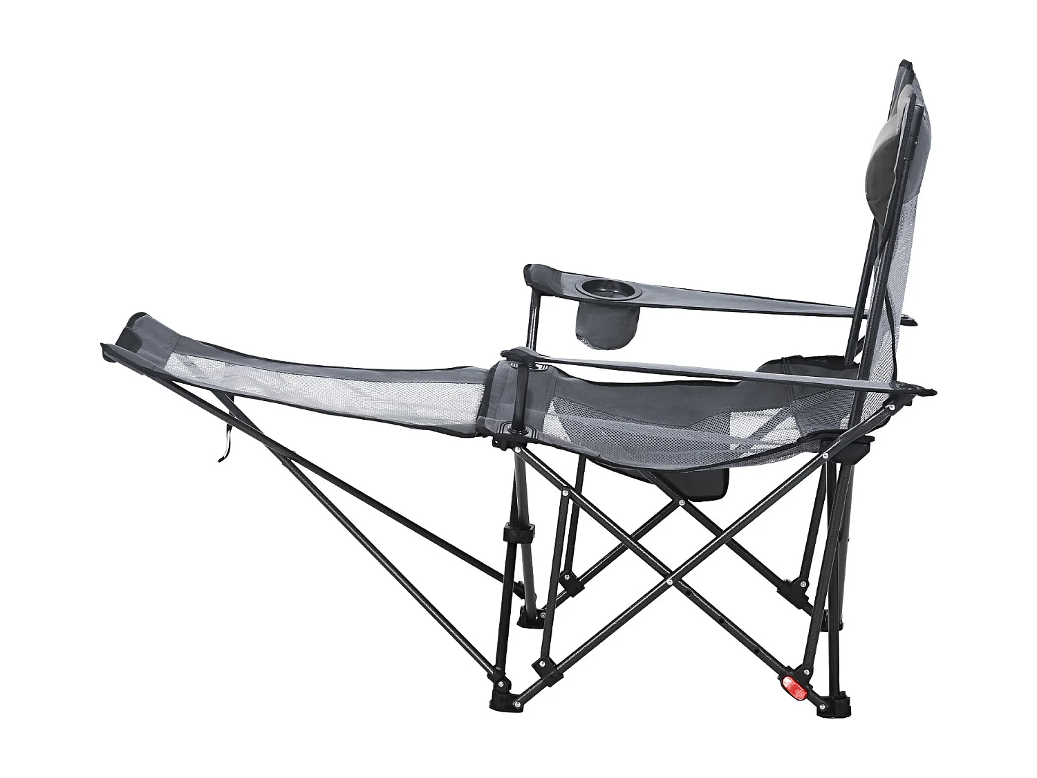 Campingstoel SucceBuy Opvouwbaar, 4 Verstelbare Posities, Draagbare Verstelbare Ligstoel voor Volwassenen, met Voetensteun, Hoofdsteun, Mesh Stof, Grijs