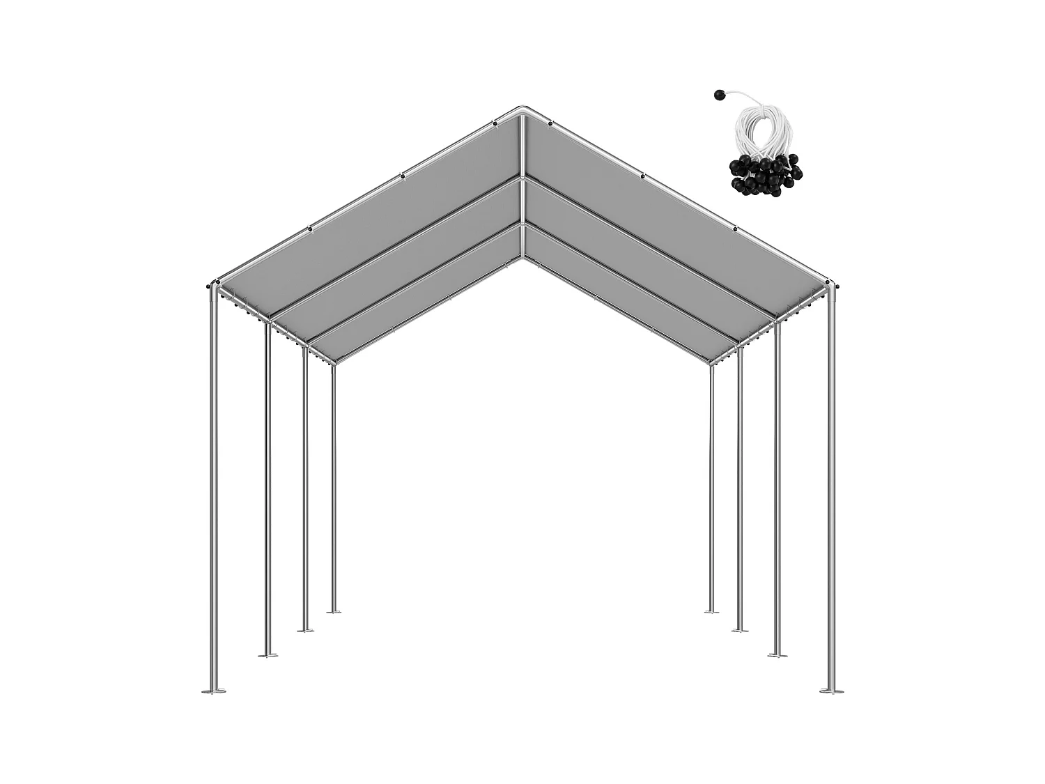 Toile de Rechange SucceBuy de Carport, 6 x 3 m, Bâche Toit Abri Voiture, Couverture Supérieure de Tente Garage Portable, Résistante UV Imperméable, Gris