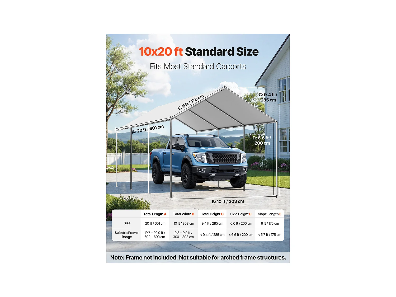 Toile de Rechange SucceBuy de Carport, 6 x 3 m, Bâche Toit Abri Voiture, Couverture Supérieure de Tente Garage Portable, Résistante UV Imperméable, Gris