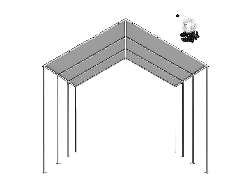 Lona de Reemplazo SucceBuy de Cobertizo, 6 x 3 m, Lona Techo Cochera, Cubierta Superior de Carpa Garaje Portátil, Resistente UV Impermeable, Gris