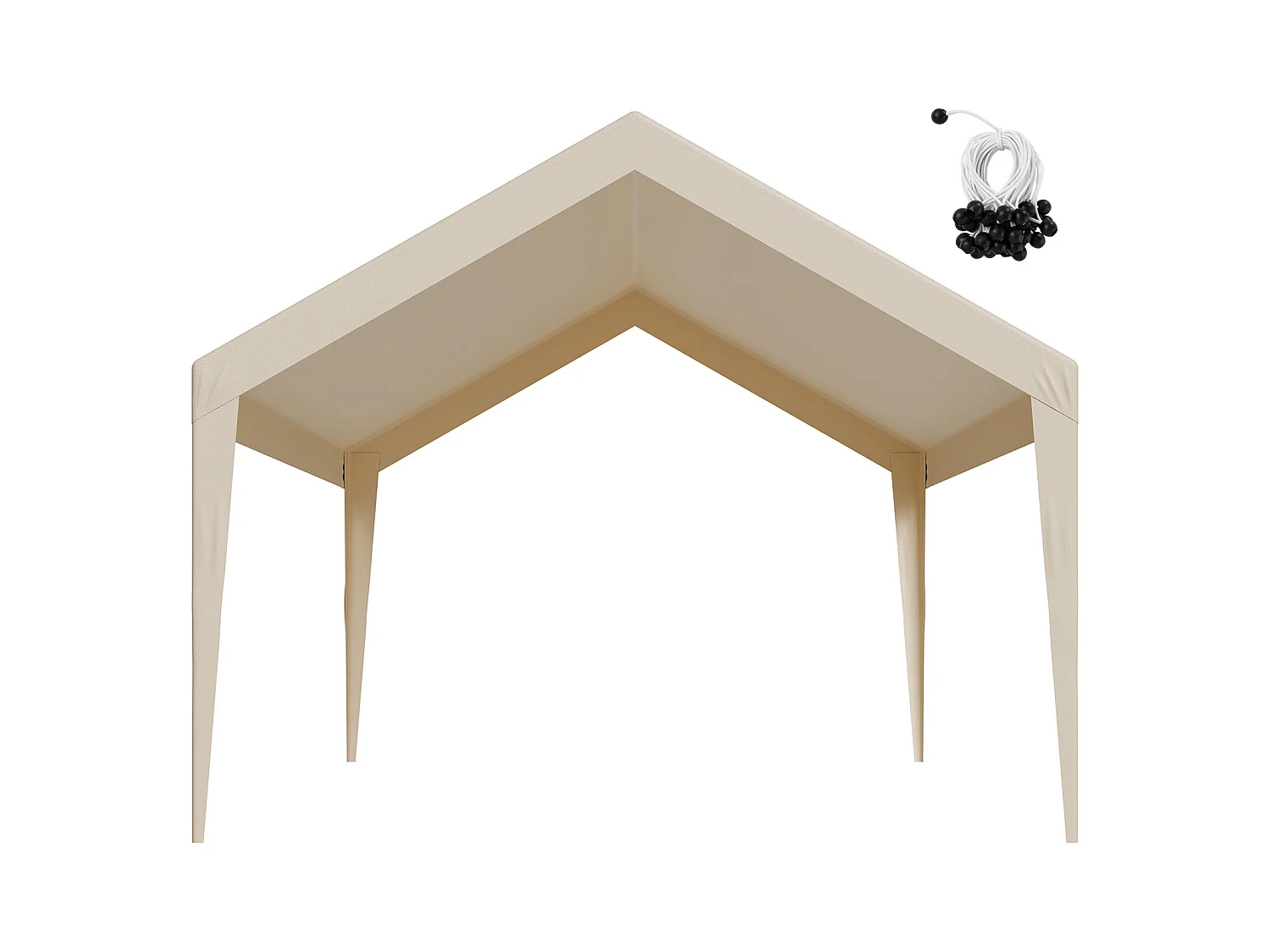 Toile de Rechange Carport SucceBuy, 6,09x3,65 m, Bâche Toit Abri Voiture, Couverture Supérieure Tente Garage Portable, Résistante UV Imperméable, Beige