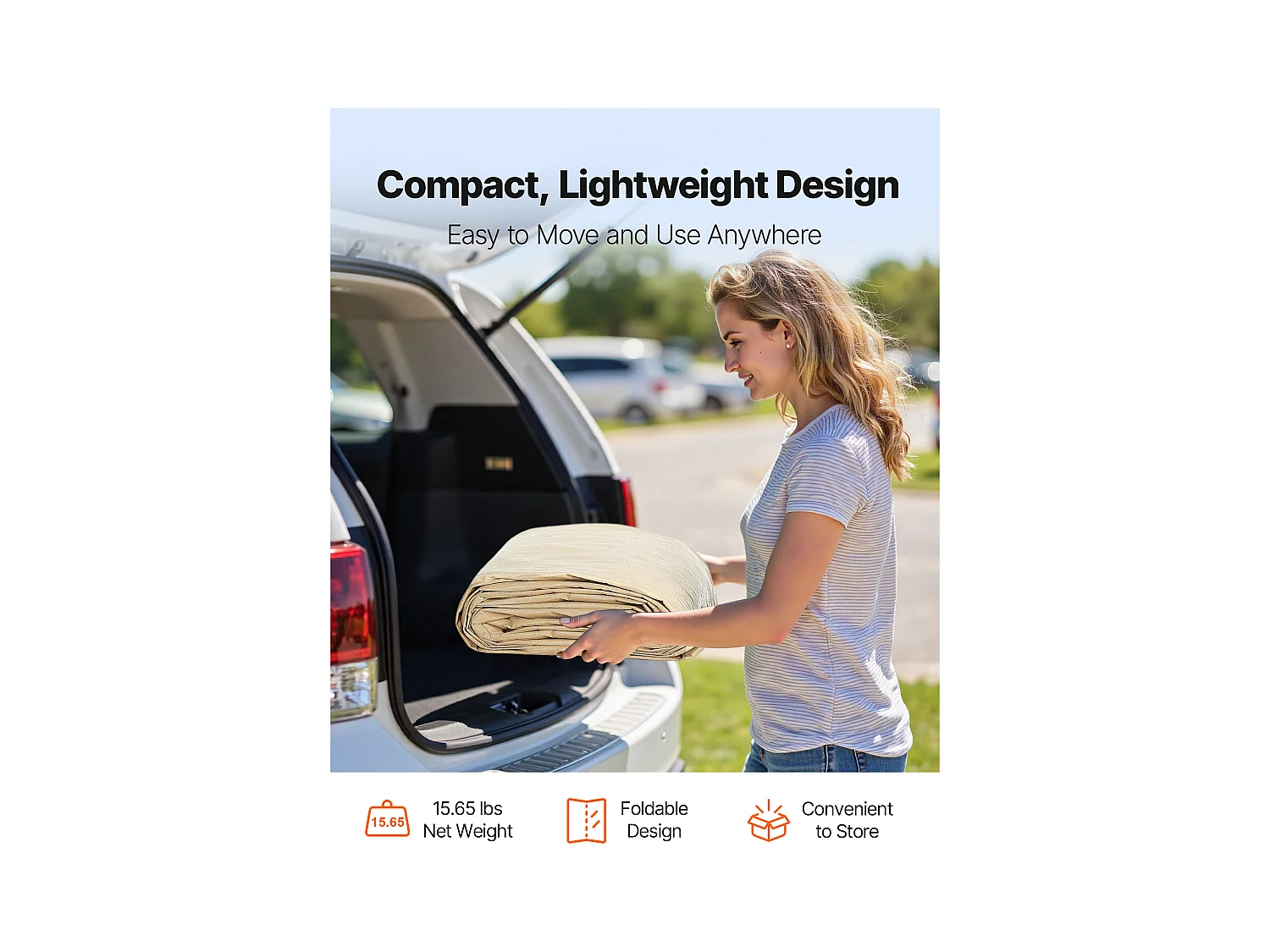 Toile de Rechange Carport SucceBuy, 6,09x3,65 m, Bâche Toit Abri Voiture, Couverture Supérieure Tente Garage Portable, Résistante UV Imperméable, Beige