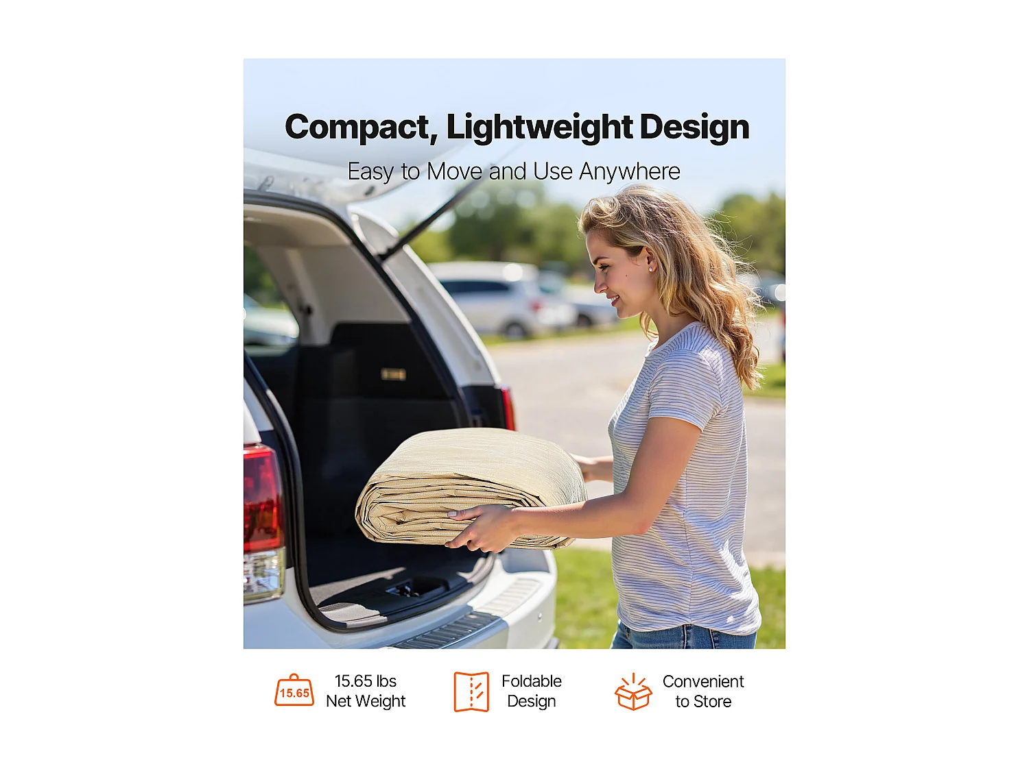 Toile de Rechange Carport SucceBuy, 6,09x3,65 m, Bâche Toit Abri Voiture, Couverture Supérieure Tente Garage Portable, Résistante UV Imperméable, Beige