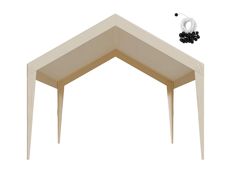 Toile de Rechange Carport SucceBuy, 6,09x3,65 m, Bâche Toit Abri Voiture, Couverture Supérieure Tente Garage Portable, Résistante UV Imperméable, Beige