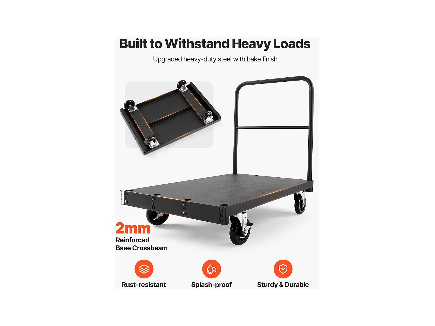 Chariot Porte-Plaques SucceBuy de Plâtre, Charge 816,5 kg, Chariot Porte-Panneaux de Cloisons Sèches Plateforme 91.4 x 61 cm, pour Transport, Usine