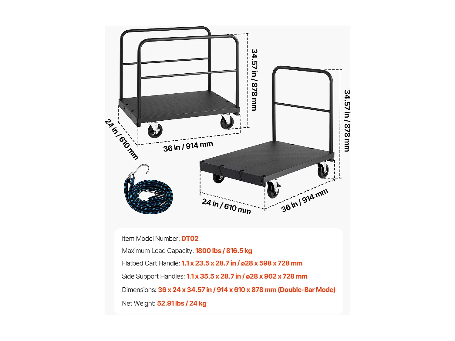 Wagen für Platten SucceBuy aus Gips, Belastung 816,5 kg, Wagen für Trockenbauplatten Plattform 91.4 x 61 cm, für Transport, Werk
