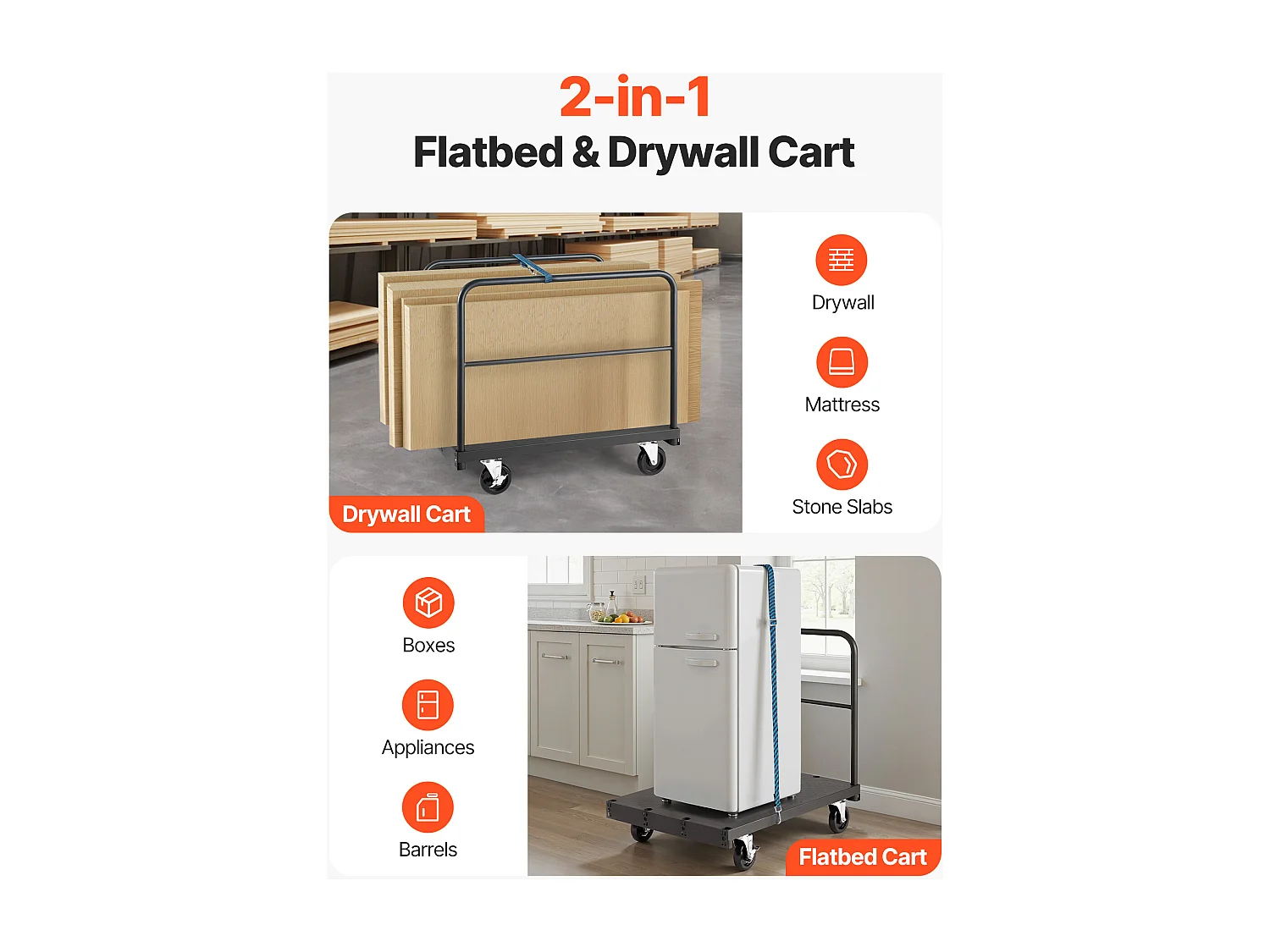 Wagen für Platten SucceBuy aus Gips, Belastung 816,5 kg, Wagen für Trockenbauplatten Plattform 91.4 x 61 cm, für Transport, Werk