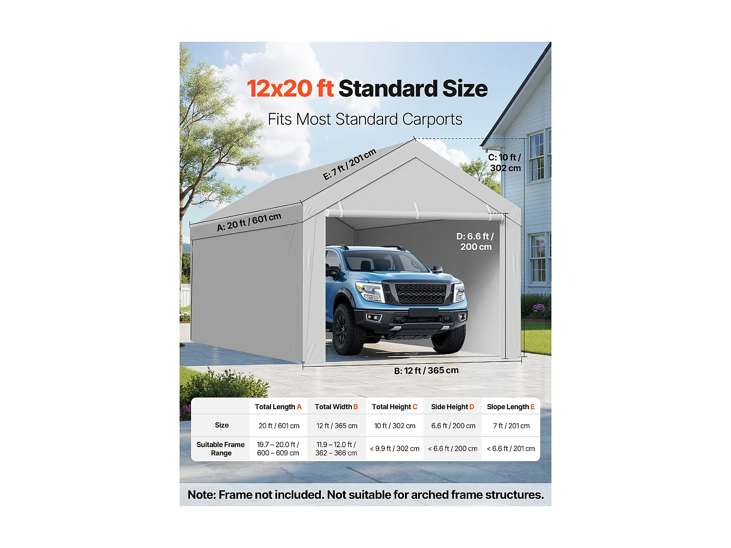 Lona de Reemplazo Cobertizo SucceBuy, 6,09x3,65 m, Lona Techo Cochera, Cubierta Carpa Garaje Portátil, Resistente UV Impermeable, Cordones Elásticos Bola