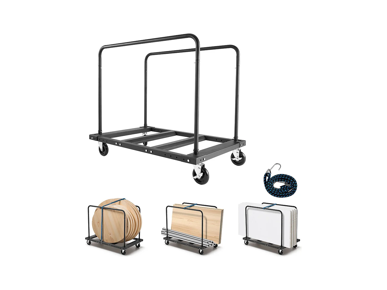 Chariot Porte-Plaques SucceBuy de Plâtre, Charge 816,5 kg, Chariot Porte-Panneaux de Cloisons Sèches, avec Roulettes Pivotantes, pour Transport, Noir