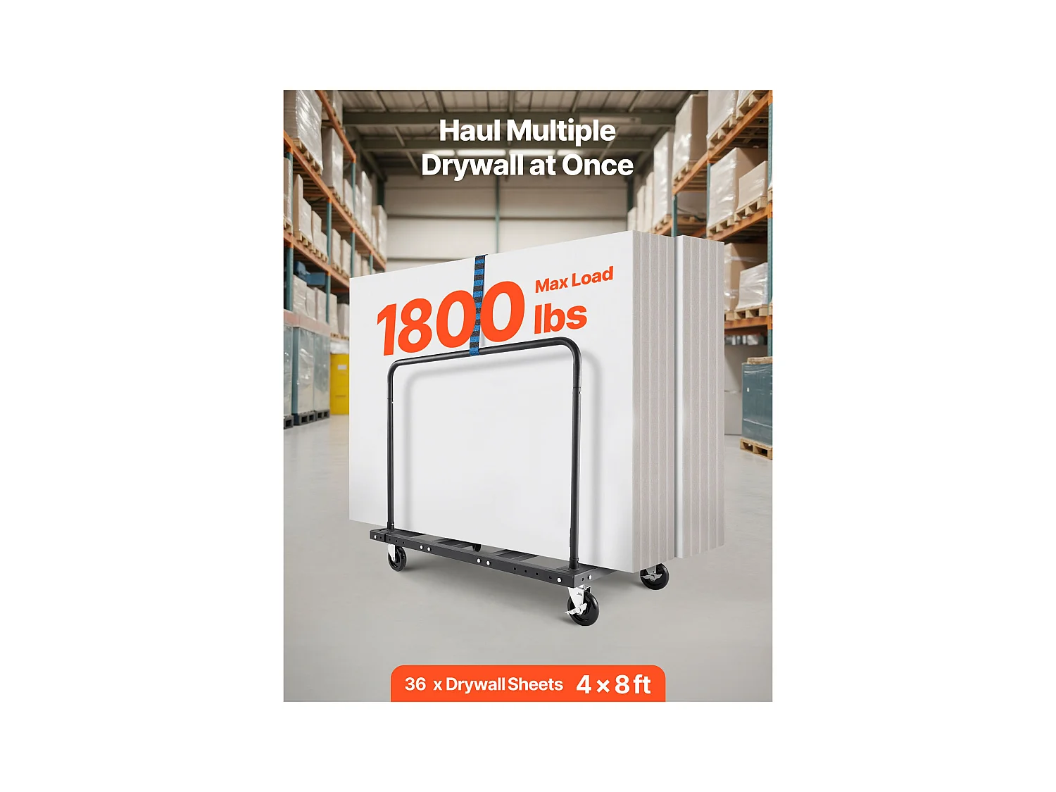 Chariot Porte-Plaques SucceBuy de Plâtre, Charge 816,5 kg, Chariot Porte-Panneaux de Cloisons Sèches, avec Roulettes Pivotantes, pour Transport, Noir