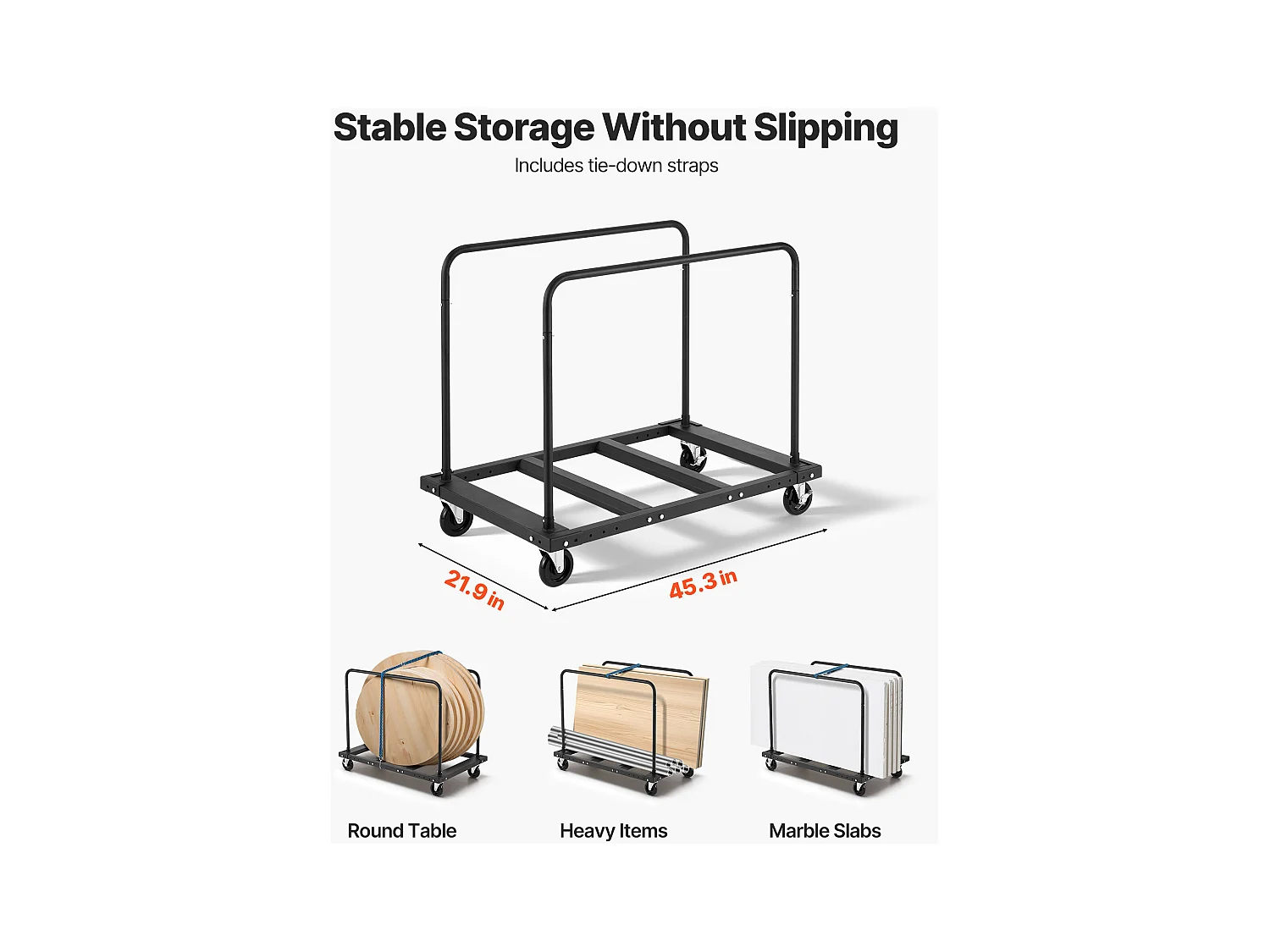 Chariot Porte-Plaques SucceBuy de Plâtre, Charge 816,5 kg, Chariot Porte-Panneaux de Cloisons Sèches, avec Roulettes Pivotantes, pour Transport, Noir