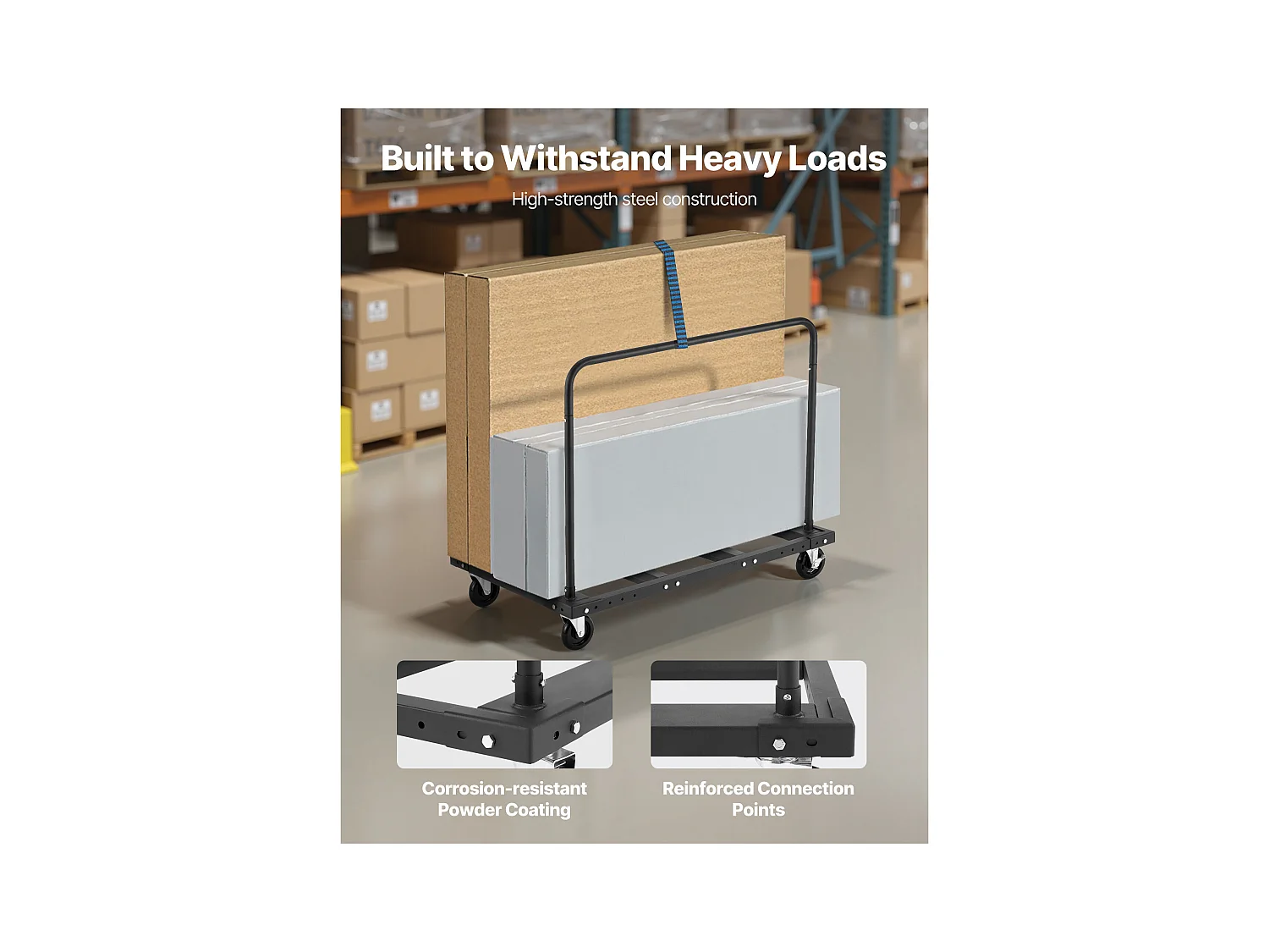 Wagen für Platten SucceBuy aus Gips, Belastung 816,5 kg, Wagen für Trockenbauplatten, mit Schwenkrädern, für Transport, Schwarz