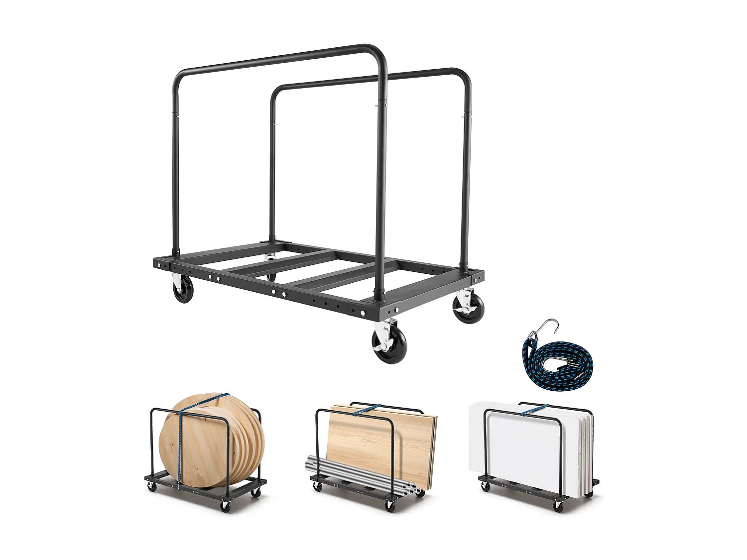 Chariot Porte-Plaques SucceBuy de Plâtre, Charge 816,5 kg, Chariot Porte-Panneaux de Cloisons Sèches, avec Roulettes Pivotantes, pour Transport, Noir