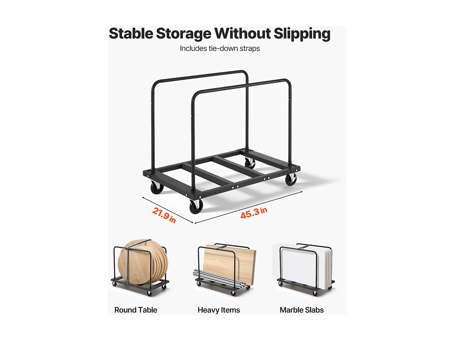 Chariot Porte-Plaques SucceBuy de Plâtre, Charge 816,5 kg, Chariot Porte-Panneaux de Cloisons Sèches, avec Roulettes Pivotantes, pour Transport, Noir