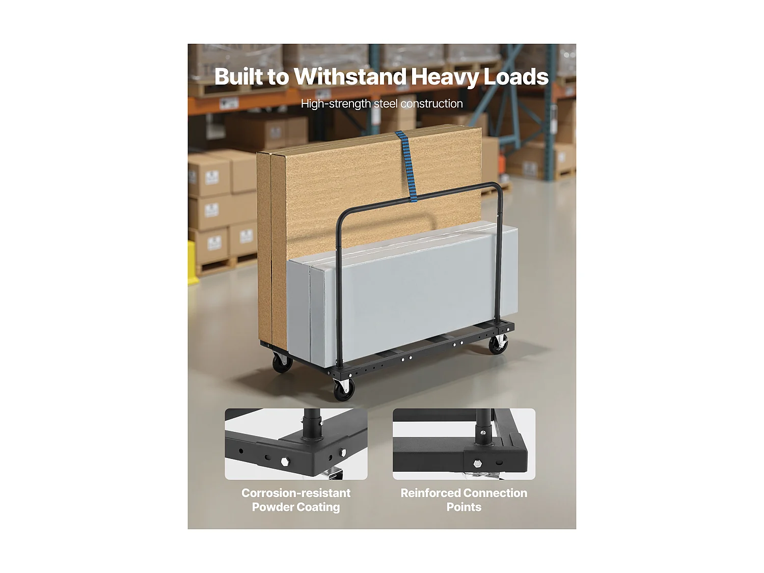 Chariot Porte-Plaques SucceBuy de Plâtre, Charge 816,5 kg, Chariot Porte-Panneaux de Cloisons Sèches, avec Roulettes Pivotantes, pour Transport, Noir