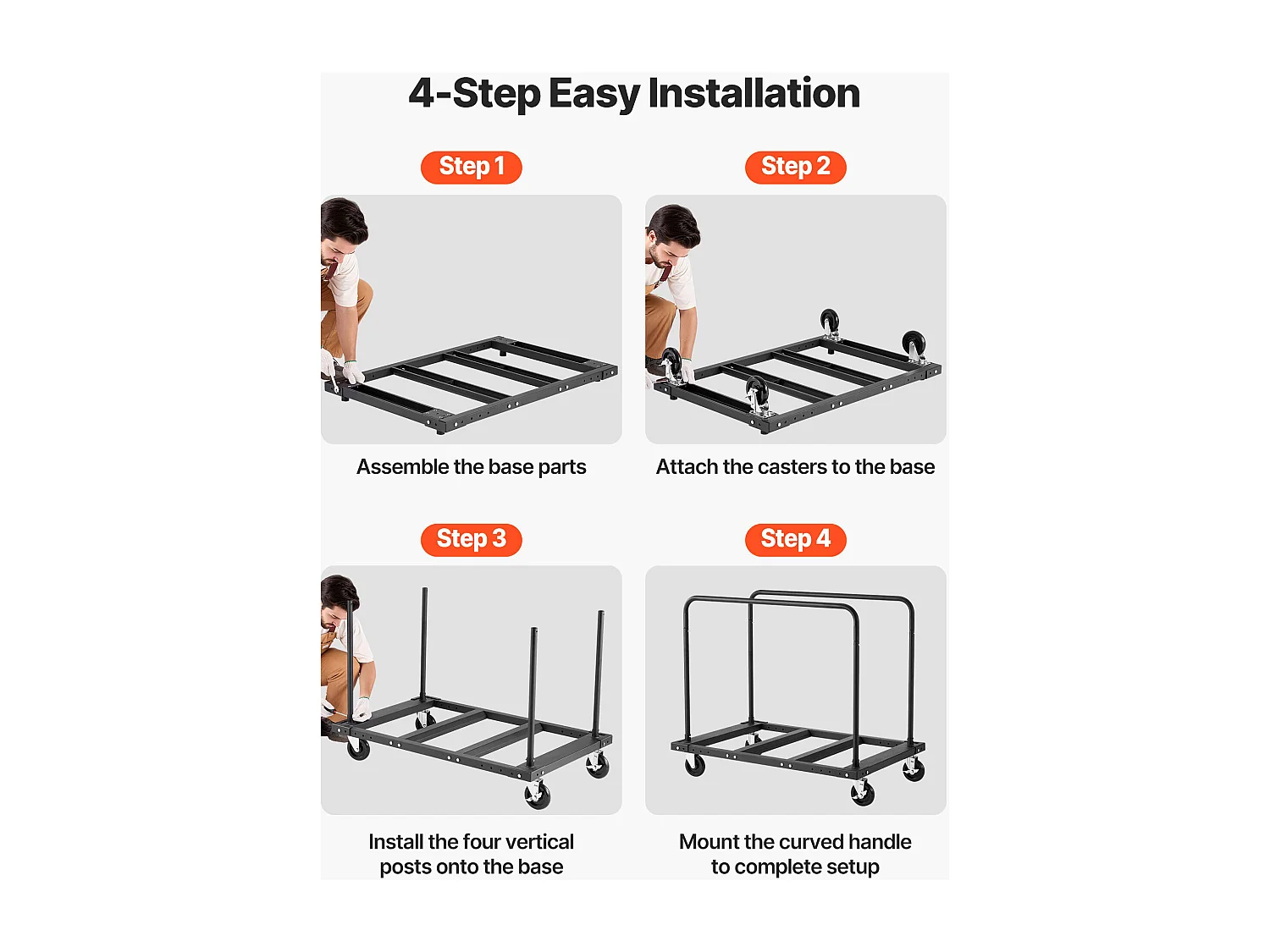 Chariot Porte-Plaques SucceBuy de Plâtre, Charge 816,5 kg, Chariot Porte-Panneaux de Cloisons Sèches, avec Roulettes Pivotantes, pour Transport, Noir
