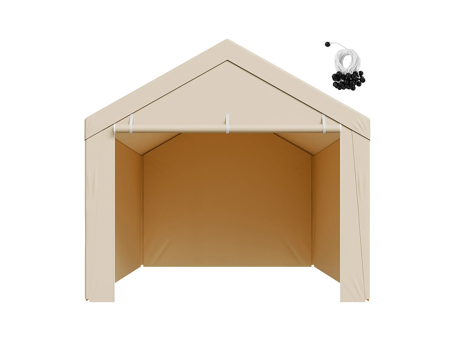 Lona de Reemplazo Cobertizo SucceBuy, 6 x 3 m, Lona Techo Cochera, Cubierta Carpa Garaje Portátil, Resistente UV Impermeable, con Paneles Laterales, Beige
