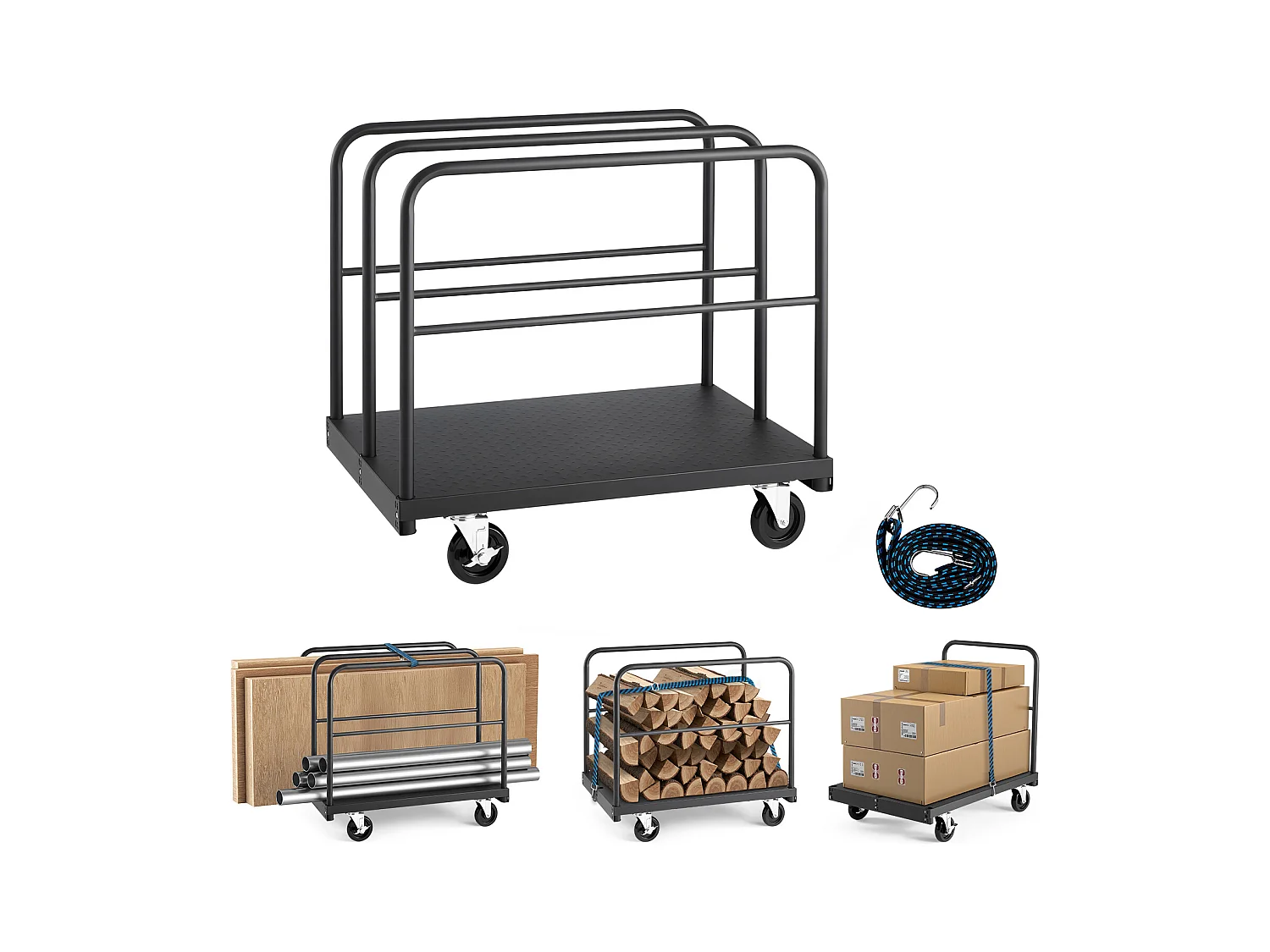 Carrello Porta-Lastre SucceBuy di Gesso, Carico 816,5 kg, Carrello Porta-Pannelli di Cartongesso a Piattaforma 91.4 x 61 cm, per Trasporto, Nero