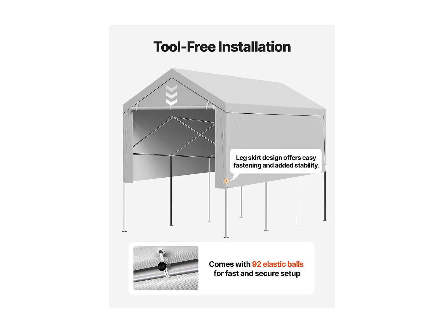 Lona de Reemplazo Cobertizo SucceBuy, 6 x 4 m, Lona Techo Cochera, Cubierta Carpa Garaje Portátil, Resistente UV Impermeable, con Paneles Laterales, Gris
