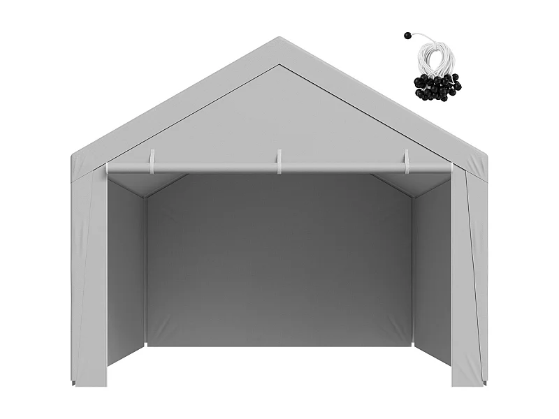 Lona de Reemplazo Cobertizo SucceBuy, 6 x 4 m, Lona Techo Cochera, Cubierta Carpa Garaje Portátil, Resistente UV Impermeable, con Paneles Laterales, Gris