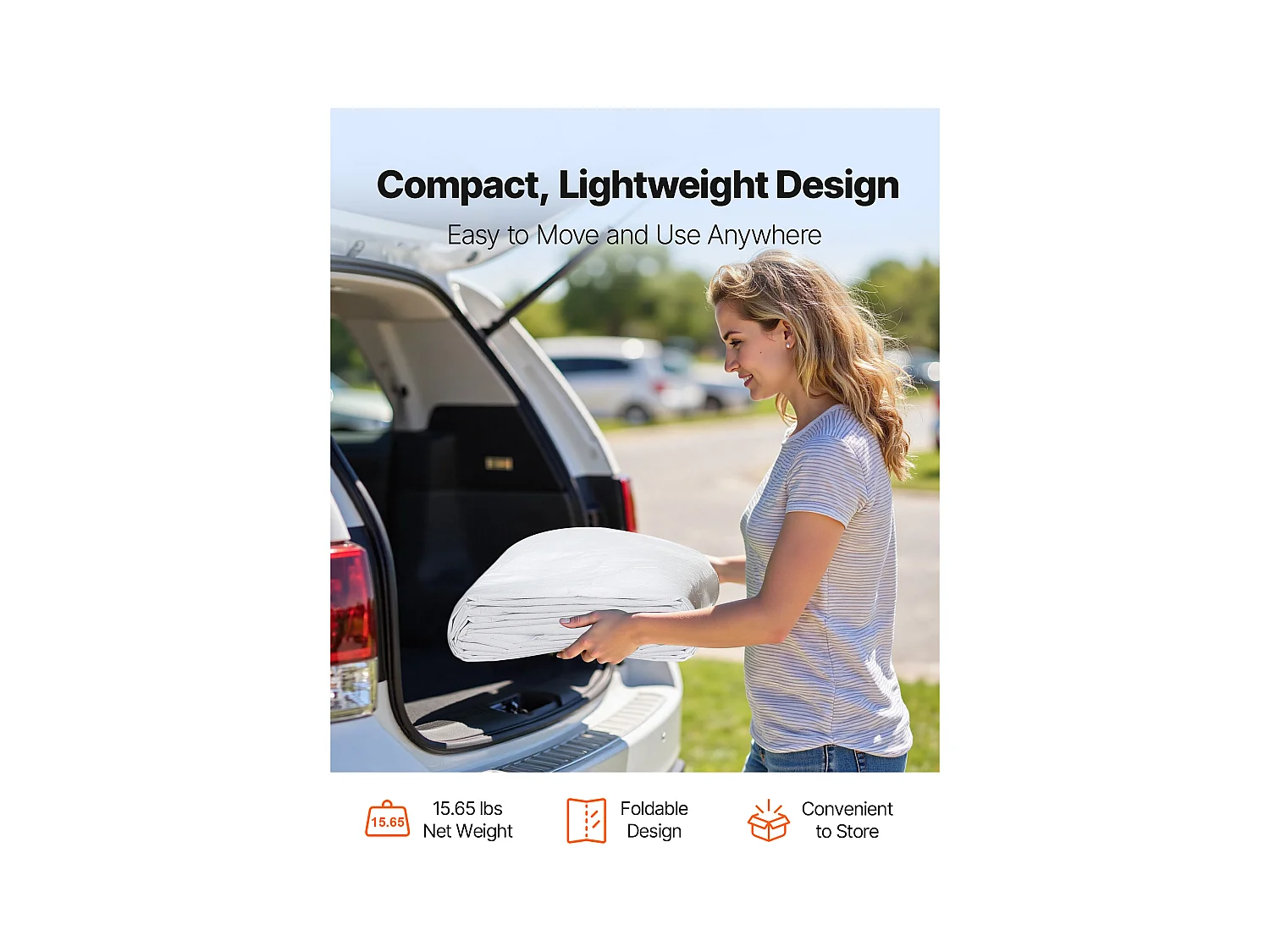 Toile de Rechange Carport SucceBuy, 6,09x3,65 m, Bâche Toit Abri Voiture, Couverture Supérieure Tente Garage Portable, Résistante UV Imperméable, Blanc