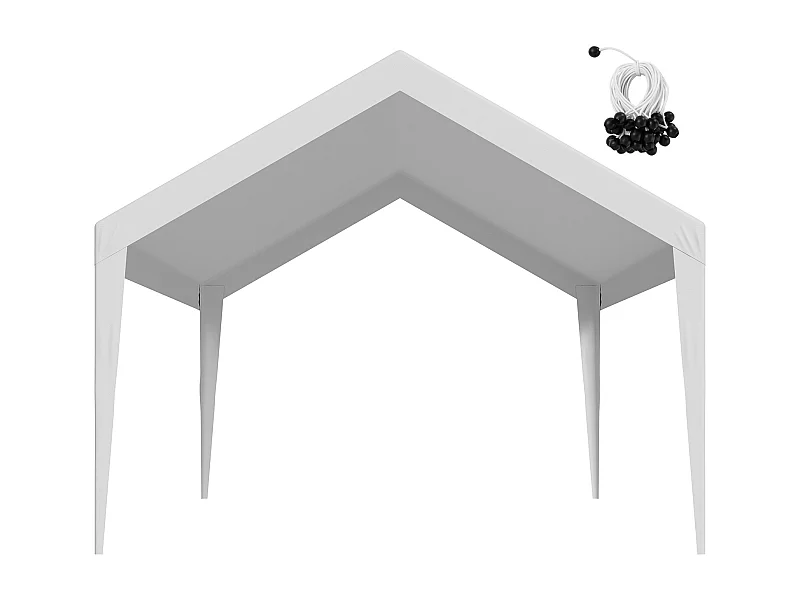 Toile de Rechange Carport SucceBuy, 6,09x3,65 m, Bâche Toit Abri Voiture, Couverture Supérieure Tente Garage Portable, Résistante UV Imperméable, Blanc