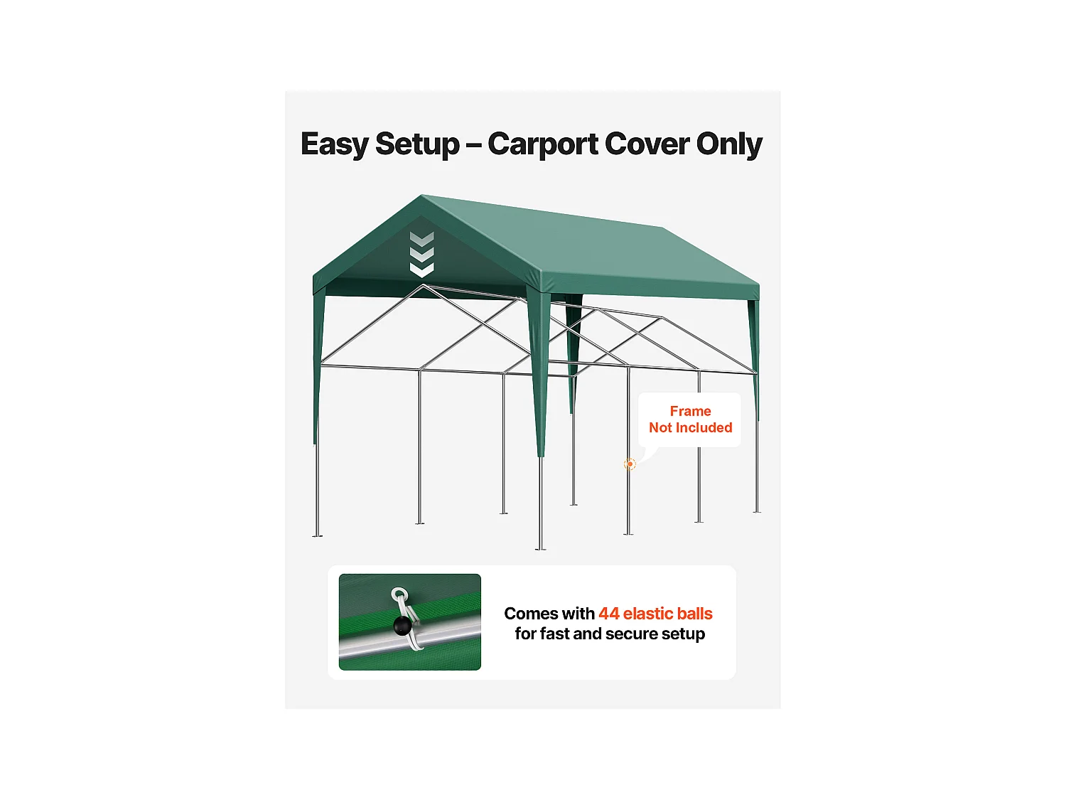 Toile de Rechange Carport SucceBuy, 6 x 3 m, Bâche Toit Abri Voiture, Couverture Supérieure Tente Garage Portable, Résistante UV Imperméable, Vert Foncé
