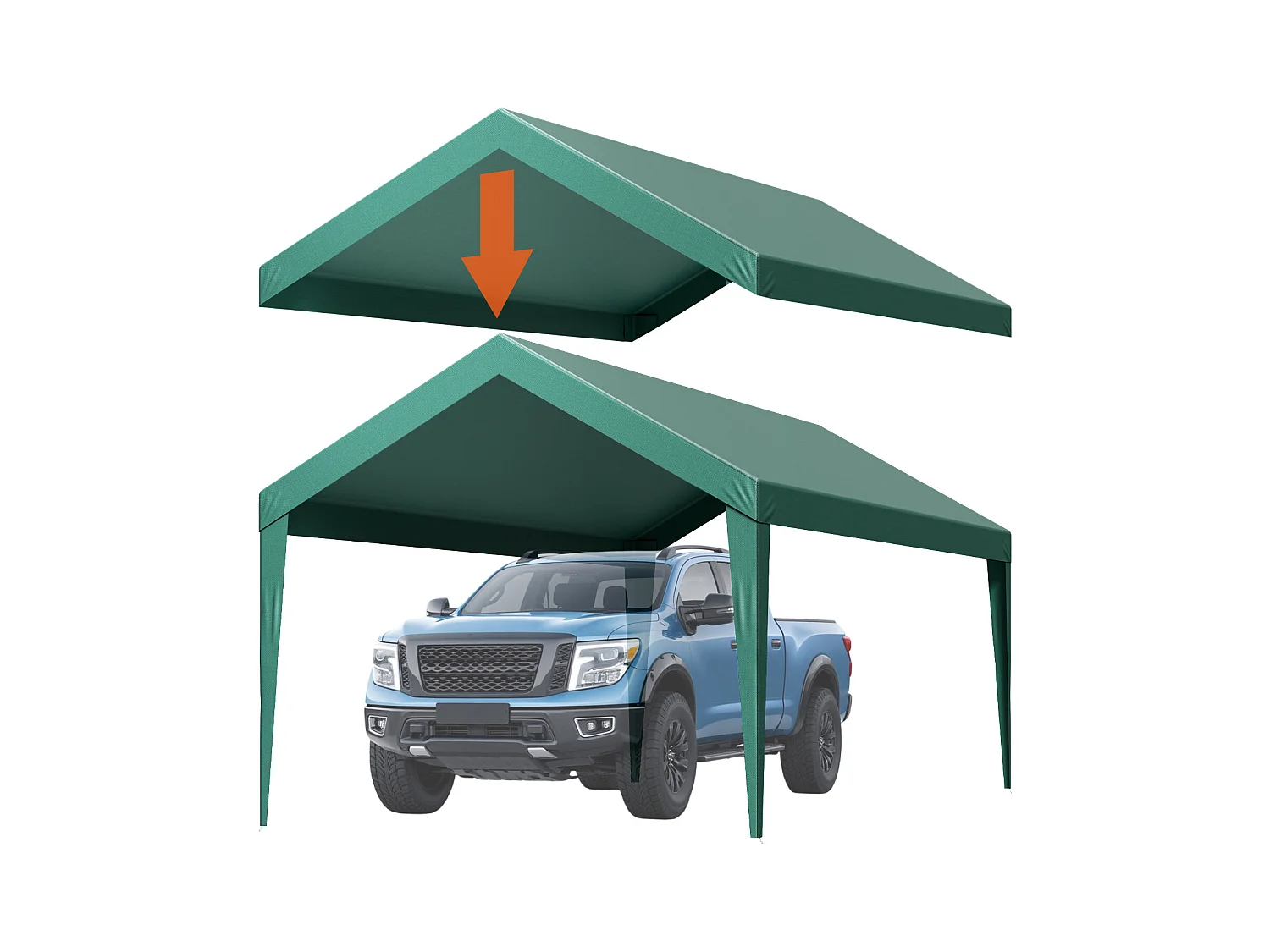 Toile de Rechange Carport SucceBuy, 6 x 3 m, Bâche Toit Abri Voiture, Couverture Supérieure Tente Garage Portable, Résistante UV Imperméable, Vert Foncé