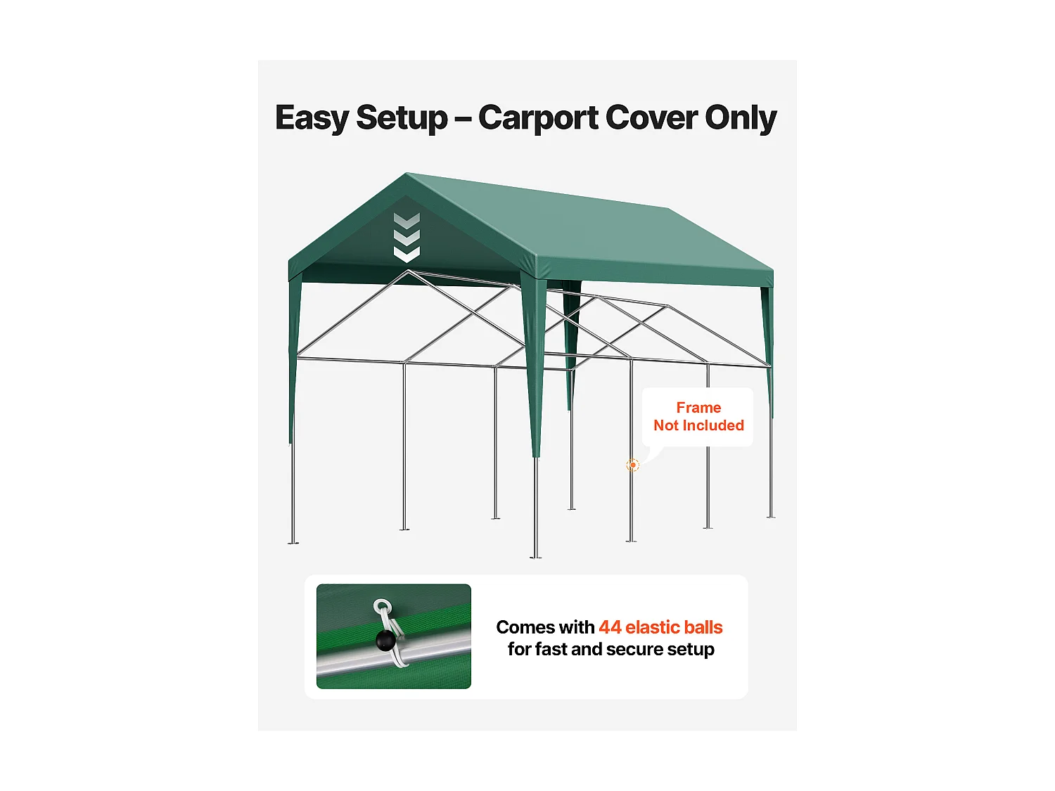 Toile de Rechange Carport SucceBuy, 6 x 3 m, Bâche Toit Abri Voiture, Couverture Supérieure Tente Garage Portable, Résistante UV Imperméable, Vert Foncé