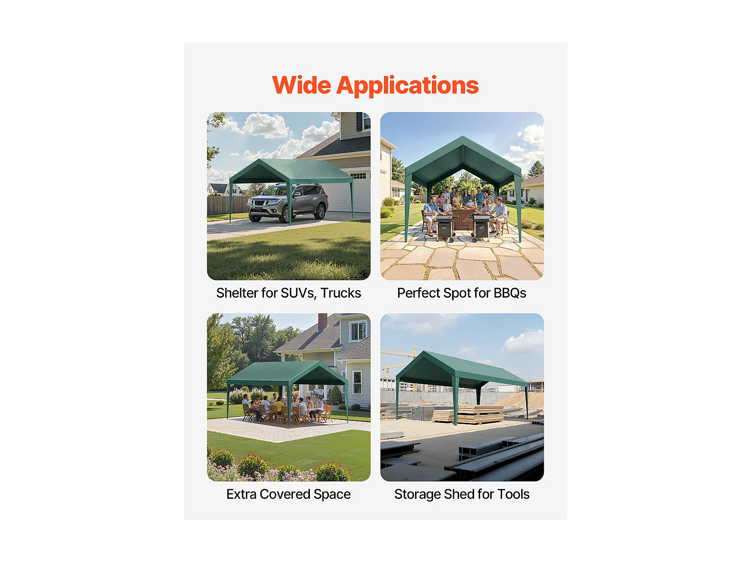 Toile de Rechange Carport SucceBuy, 6 x 3 m, Bâche Toit Abri Voiture, Couverture Supérieure Tente Garage Portable, Résistante UV Imperméable, Vert Foncé