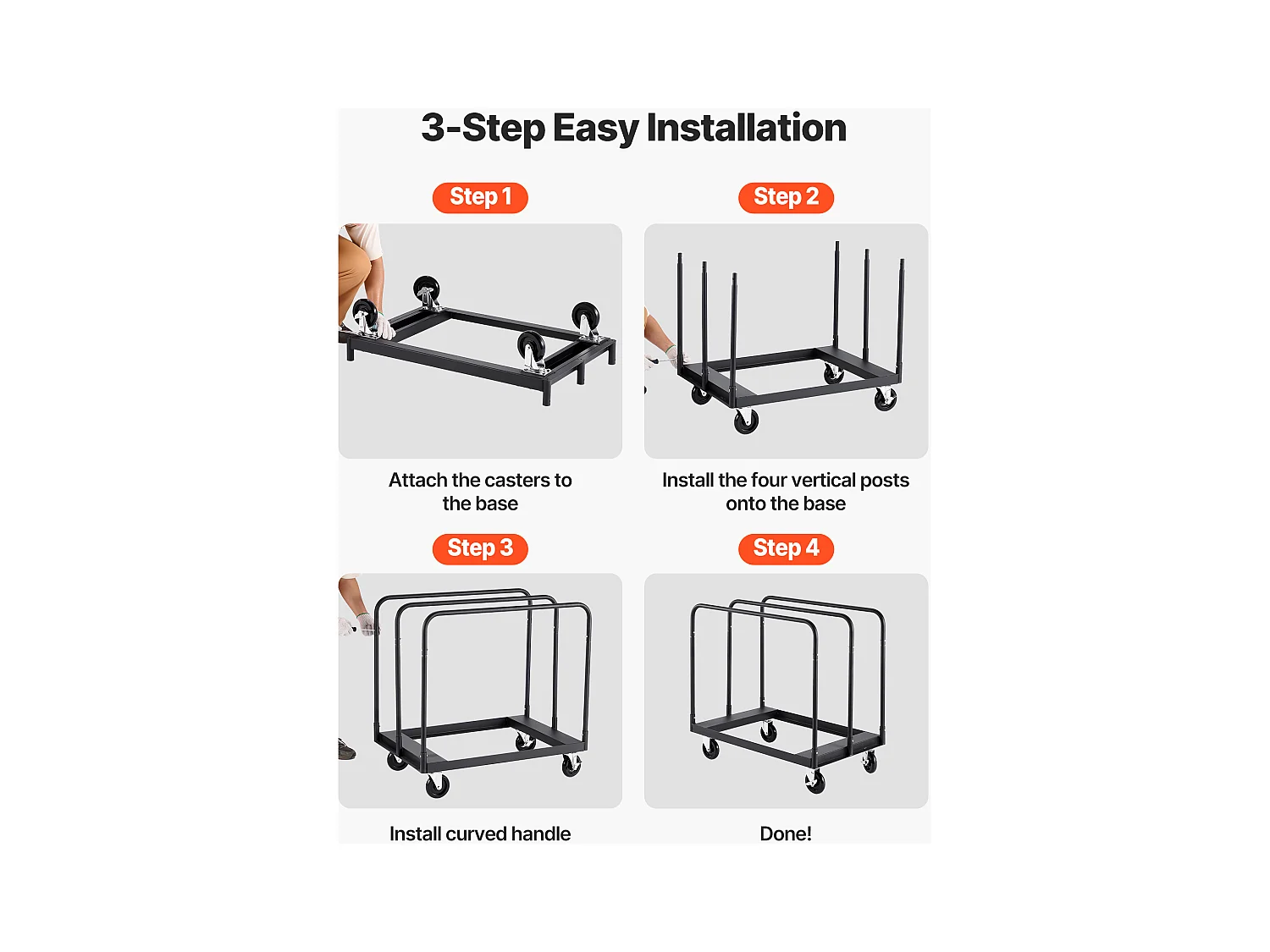 Wagen für Platten SucceBuy aus Gips, Belastung 816,5 kg, Wagen für Trockenbauplatten, mit Schwenkrädern, Zurrgurt, Schwarz