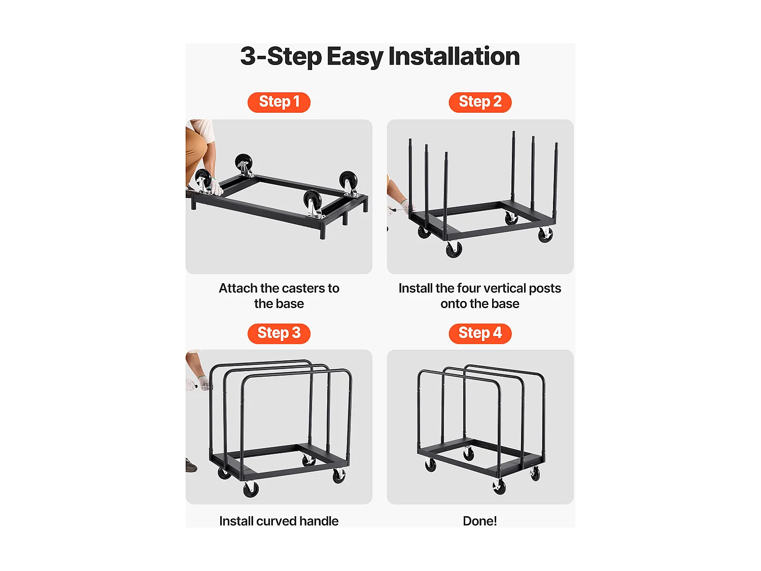 Chariot Porte-Plaques SucceBuy de Plâtre, Charge 816,5 kg, Chariot Porte-Panneaux de Cloisons Sèches, avec Roulettes Pivotantes, Sangle d'Arrimage, Noir