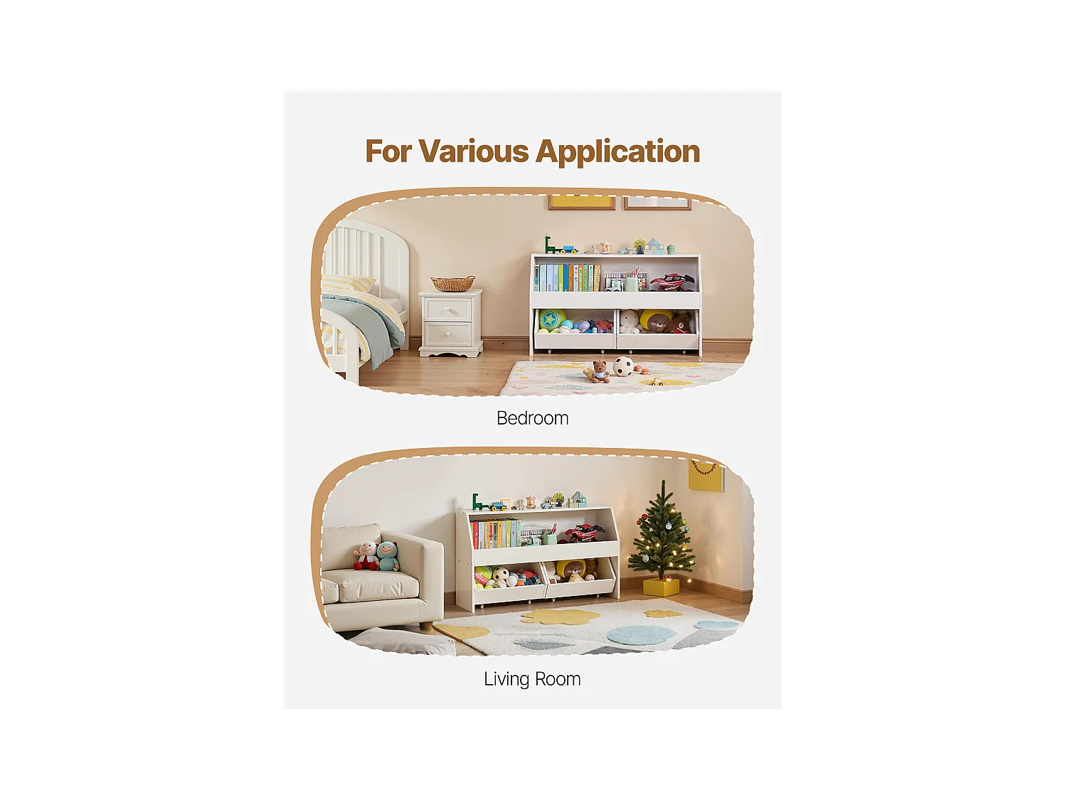 Organisateur de Jouets SucceBuy en Bois, Bibliothèque pour Enfants avec Rangement, Meuble de Rangement pour Jouets avec 2 Tiroirs Mobiles, pour Chambre