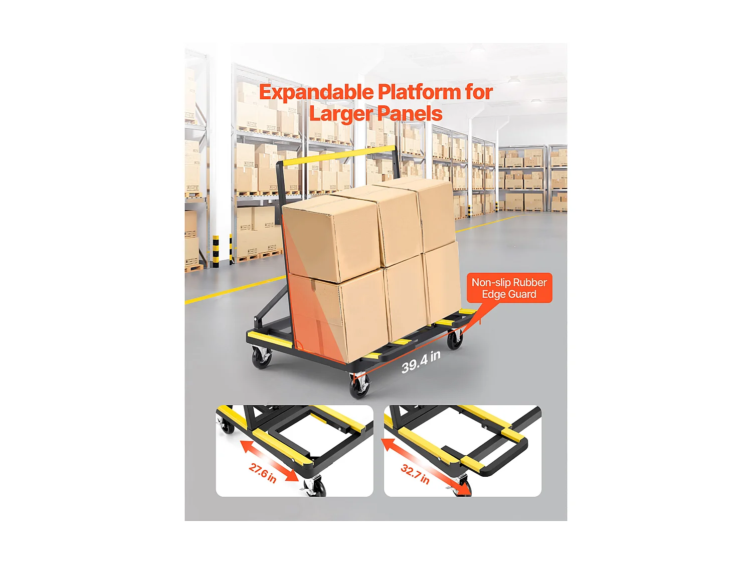 Chariot Porte-Plaques SucceBuy de Plâtre, Charge 816,5 kg, Chariot Porte-Panneaux de Cloisons Sèches, avec Roulettes Pivotantes, pour Transport, Noir