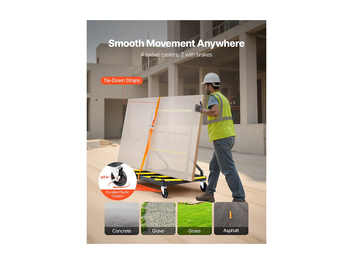 Chariot Porte-Plaques SucceBuy de Plâtre, Charge 816,5 kg, Chariot Porte-Panneaux de Cloisons Sèches, avec Roulettes Pivotantes, pour Transport, Noir