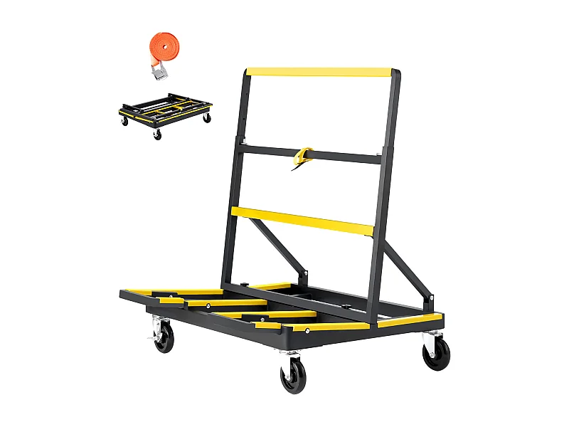 Chariot Porte-Plaques SucceBuy de Plâtre, Charge 816,5 kg, Chariot Porte-Panneaux de Cloisons Sèches, avec Roulettes Pivotantes, pour Transport, Noir