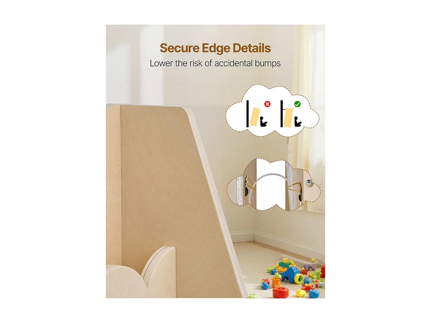 Estantería para Libros SucceBuy para Niños Pequeños Orientada hacia Adelante, Biblioteca Festoneada para Niños a 5 Niveles con 2 Ganchos para Colgar Mochilas