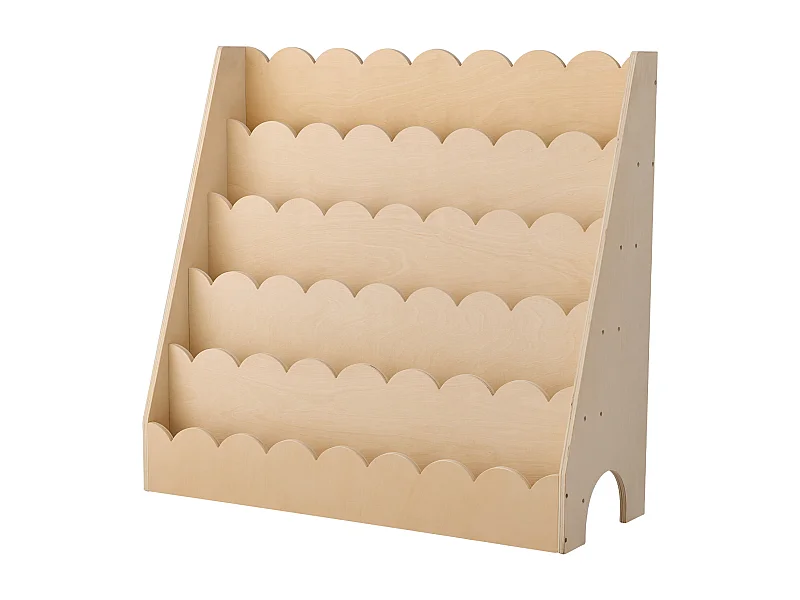 Estantería para Libros SucceBuy para Niños Pequeños Orientada hacia Adelante, Biblioteca Festoneada para Niños a 5 Niveles con 2 Ganchos para Colgar Mochilas