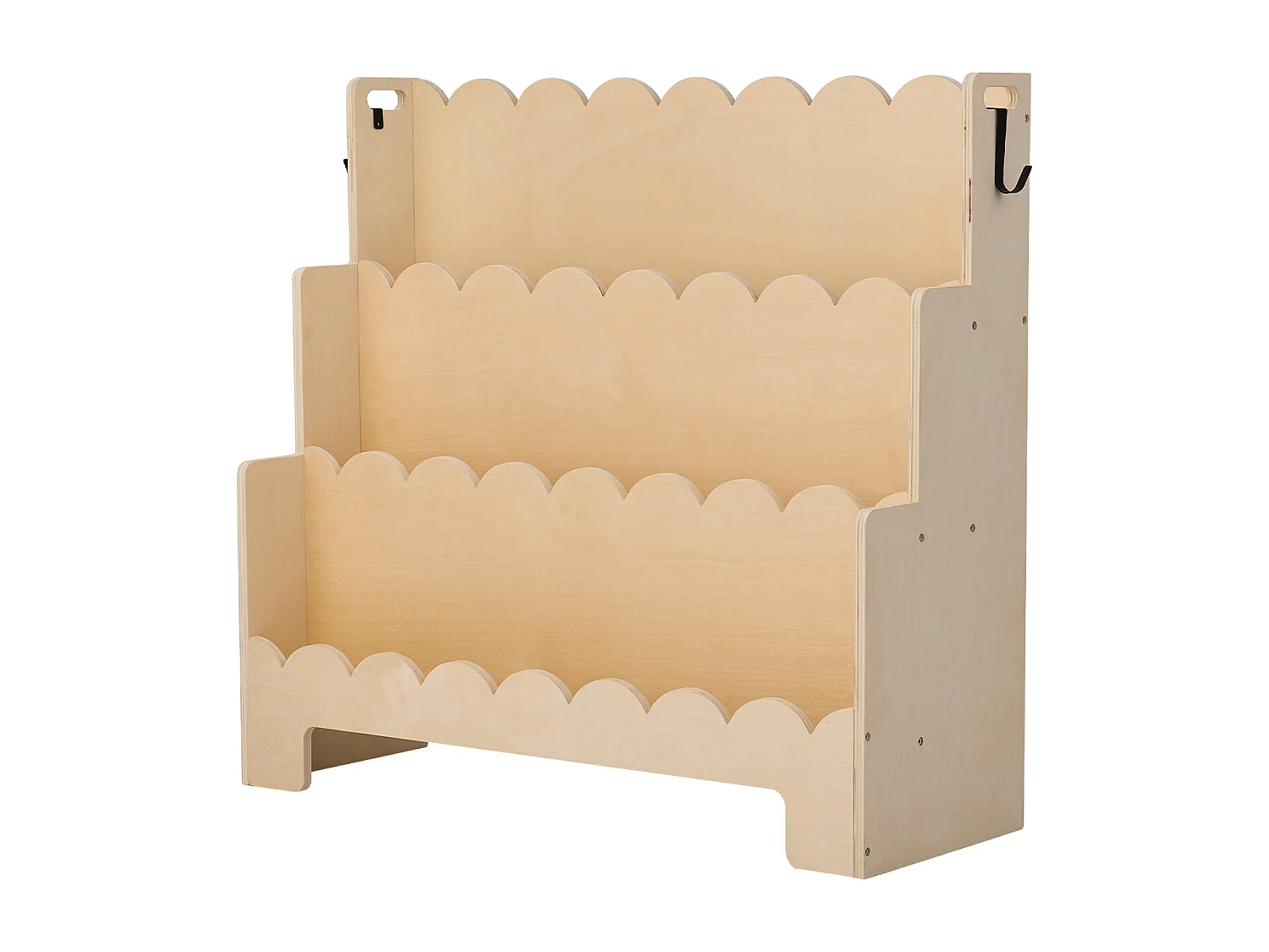 Estantería para Libros SucceBuy para Niños Pequeños Orientada hacia Adelante, Biblioteca Festoneada para Niños a 3 Niveles con 2 Ganchos para Colgar Mochilas